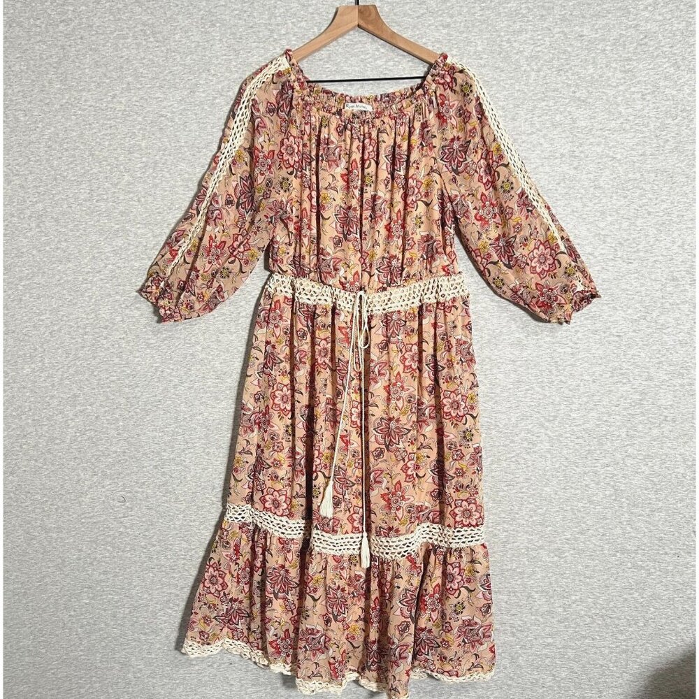 Ryan Michelle Dress Womens Extra Large Floral Peasant Boho Cottage Feminine Midi